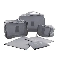 Everbuy 6pcs/Set Women Men Travel Storage Bag Waterproof High Capacity Luggage Clothes Tidy Pouch Portable Organizer Case- Grey-thumb1