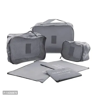 Everbuy 6pcs/Set Women Men Travel Storage Bag Waterproof High Capacity Luggage Clothes Tidy Pouch Portable Organizer Case- Grey-thumb2