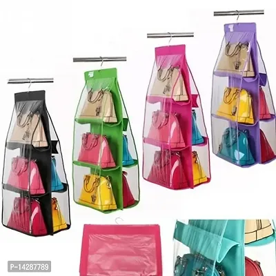 6 Pocket Large Clear Purse Handbag Hanging Storage Bag