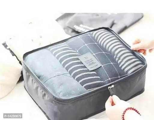 Everbuy 6pcs/Set Women Men Travel Storage Bag Waterproof High Capacity Luggage Clothes Tidy Pouch Portable Organizer Case- Grey-thumb3