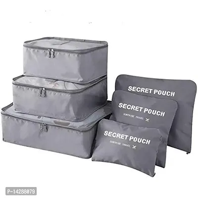 Everbuy 6pcs/Set Women Men Travel Storage Bag Waterproof High Capacity Luggage Clothes Tidy Pouch Portable Organizer Case- Grey-thumb0