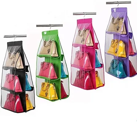 Buy Everbuy? 6 Pocket PVC Storage Bag Organizer Hanging Bags Closet  Organizer Wardrobe Rack Hangers Holder for Fashion Handbag Purse Pouch  (Multi) - Lowest price in India