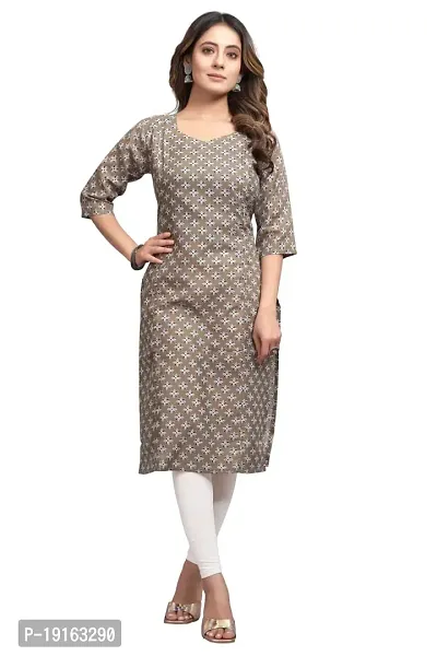 Stylish A-Line Printed Cotton Blend Kurti For Women