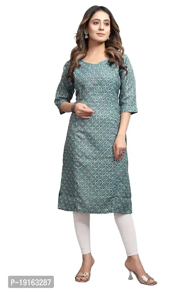 Stylish A-Line Printed Cotton Blend Kurti For Women-thumb0