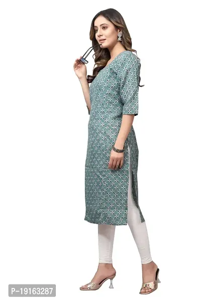 Stylish A-Line Printed Cotton Blend Kurti For Women-thumb2