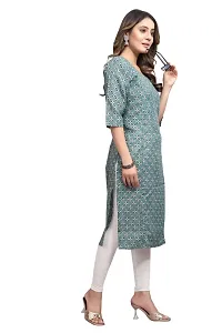 Stylish A-Line Printed Cotton Blend Kurti For Women-thumb2