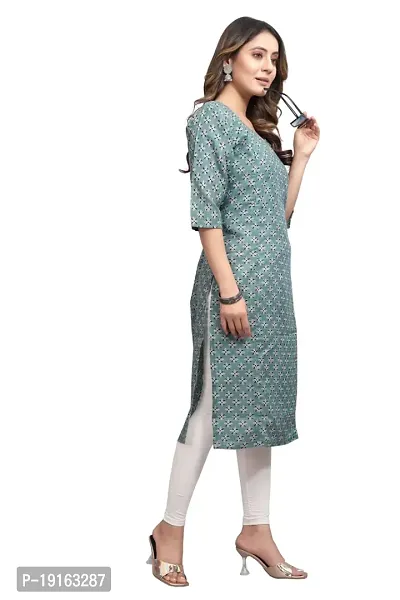 Stylish A-Line Printed Cotton Blend Kurti For Women-thumb3