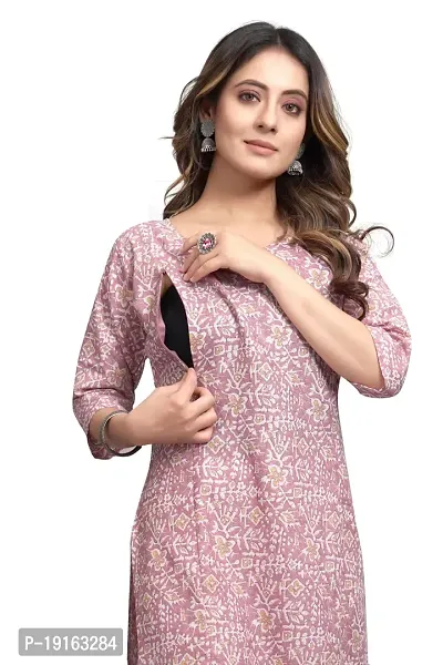 Stylish A-Line Printed Cotton Blend Kurti For Women-thumb2