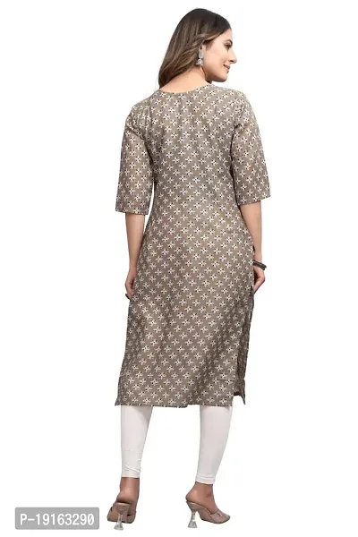 Stylish A-Line Printed Cotton Blend Kurti For Women-thumb2