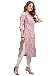 Stylish A-Line Printed Cotton Blend Kurti For Women-thumb2