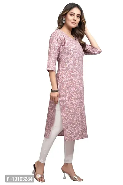 Stylish A-Line Printed Cotton Blend Kurti For Women-thumb3