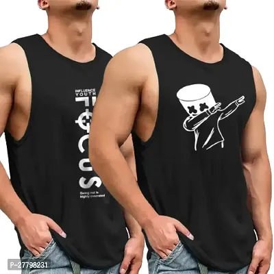 Stylish Black Printed Vest For Men Pack of 2