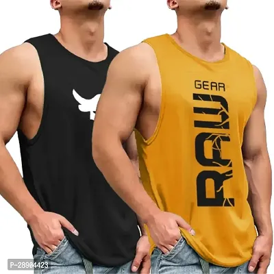 Classic Cotton Printed Gym Vest for Men, Pack of 2-thumb0