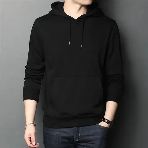 Color Solid Long Sleeve Hoodie for Men