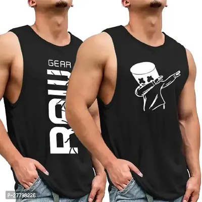 Stylish Black Printed Vest For Men Pack of 2