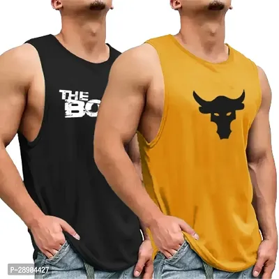 Classic Cotton Printed Gym Vest for Men, Pack of 2