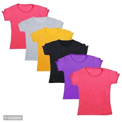 Ezee Sleeves Girls TshirtPack Of 6-Multicoloured-thumb0