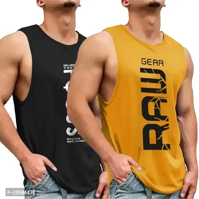 Classic Cotton Printed Gym Vest for Men, Pack of 2