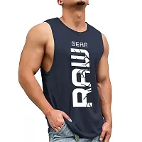 Navy blue Printed Vest Pack of 2-thumb2