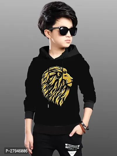 Lion Printed Black Sweatshirt For Boys-thumb0