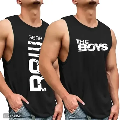 Stylish Black Printed Vest For Men Pack of 2