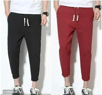 Stylish Cotton Blend Solid Track Pant For Men Pack of 2