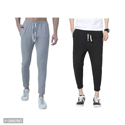 Stylish Cotton Blend Solid Track Pant For Men Pack of 2