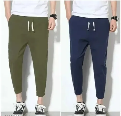 Comfortable Blend Regular Track Pants For Men Pack Of 2