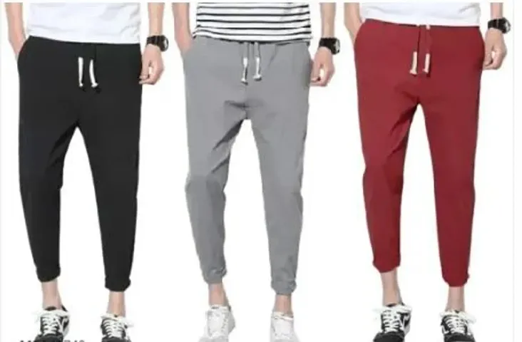 RAKUNO Men's Stylish Jogger Lower Track Pants for Gym, Running, Athletic, Casual Wear for Men Pack Of 3