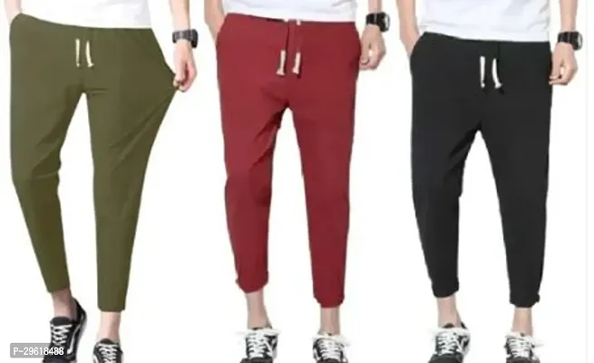 Mens Cotton Blend Solid Track Pant Pack Of 3