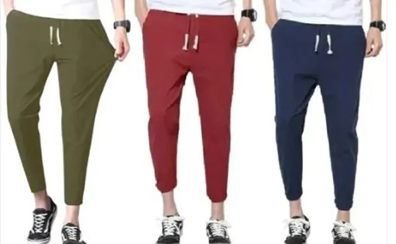 Classic Solid Track Pants for Men, Pack of 3