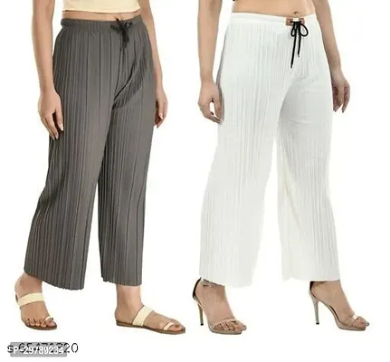 Stylish Crepe Solid Palazzos Pack of 2