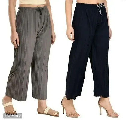 Stylish Crepe Solid Palazzos Pack of 2