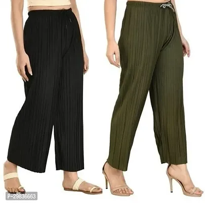 Stylish Crepe Solid Palazzos Pack of 2