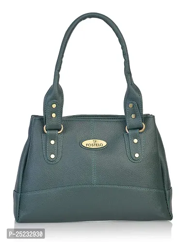 Stylish Women Elite Faux Leather Handbag Green Large-thumb0