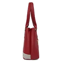 Stylish Women Zita Faux Leather Handbag Maroon Grey Large-thumb3