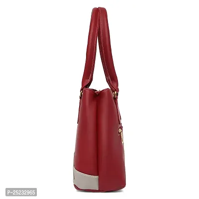 Stylish Women Zita Faux Leather Handbag Maroon Grey Large-thumb4