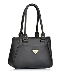Stylish Women Spring Faux Leather Handbag Black Medium-thumb1