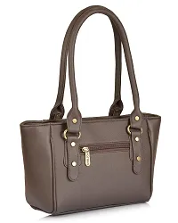 Stylish Faux Leather Handbags For Women 2 Compartments 4 Pockets Brown-thumb2