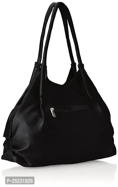 Stylish Women Style Diva Faux Leather Handbag Black Large-thumb2