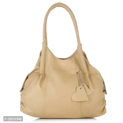 Stylish Women Style Diva Faux Leather Handbag Beige Large