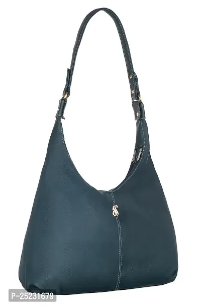 Stylish Women Faux Leather Versaze Hobo Shoulder Bag Blue Large-thumb2
