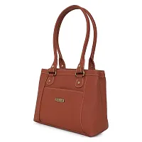Stylish Faux Leather Handbags For Women 2 Compartments 5 Pockets Tan-thumb1