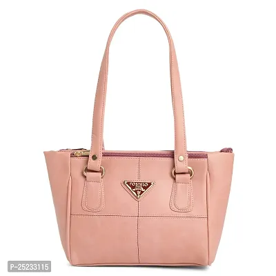 Stylish Women Sana Spacious Faux Leather Handbag Light Pink Medium