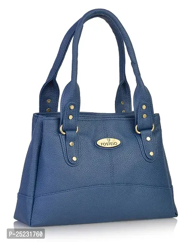Stylish Women Elite Faux Leather Handbag Blue Large-thumb2