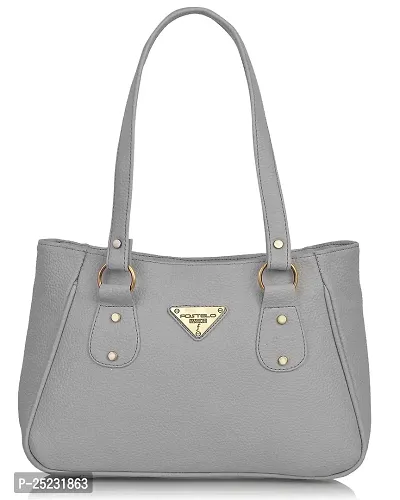 Stylish Women Titanic Faux Leather Handbag Grey Medium