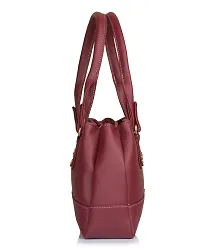 Stylish Faux Leather Handbags For Women 3 Compartments 5 Pockets Maroon-thumb3