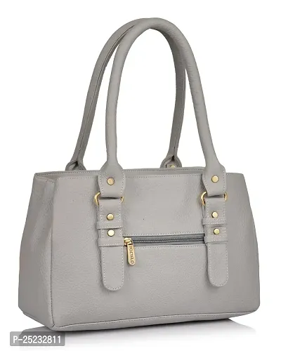 Stylish Women Westside Faux Leather Handbag Grey Large-thumb3