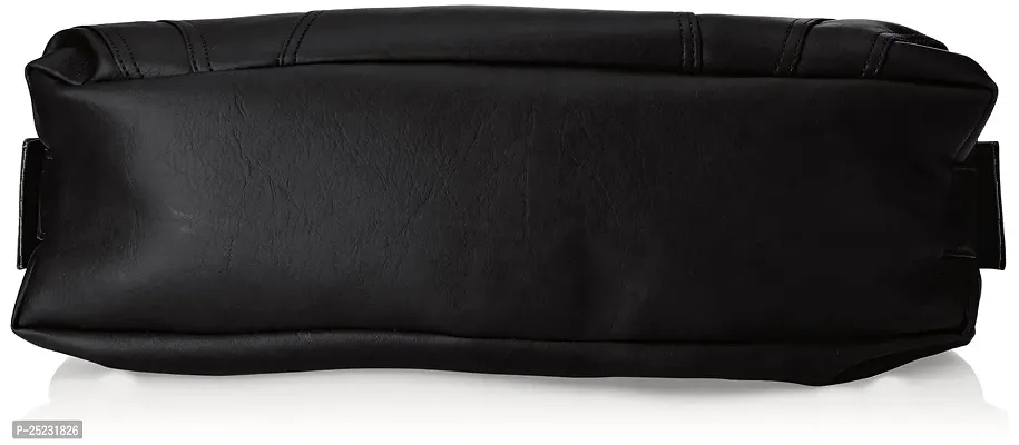 Stylish Women Style Diva Faux Leather Handbag Black Large-thumb4