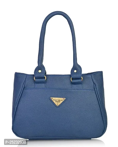 Stylish Women Spring Faux Leather Handbag Blue Medium